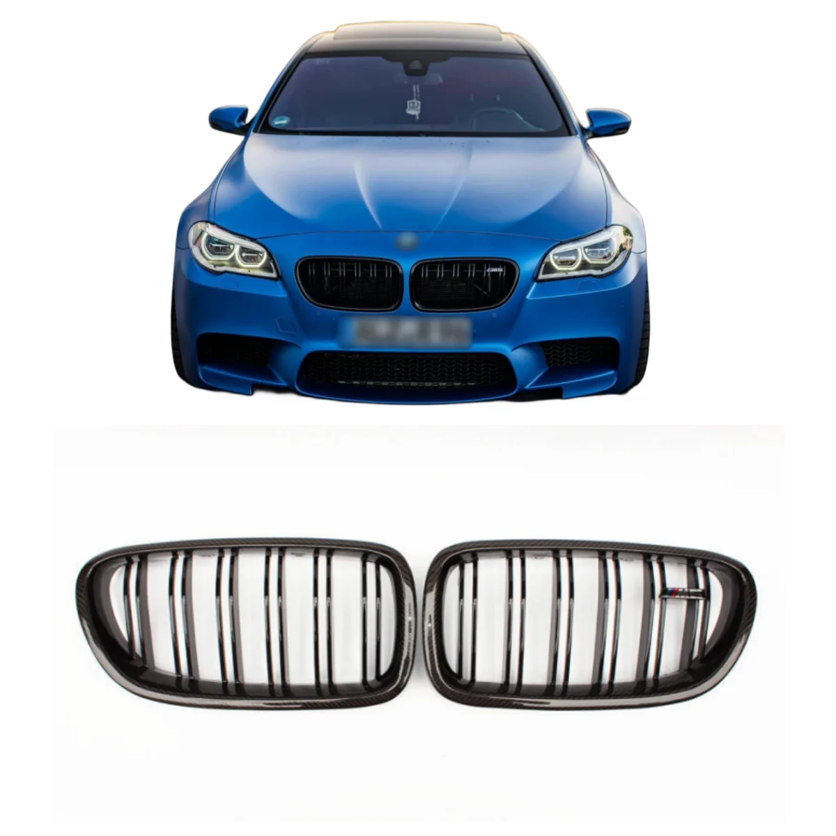 Carbon Fiber Car Front Bumper Grille For BMW 5 Series F10 F18 M5 Mesh Auto Parts Grilles 2010-2016