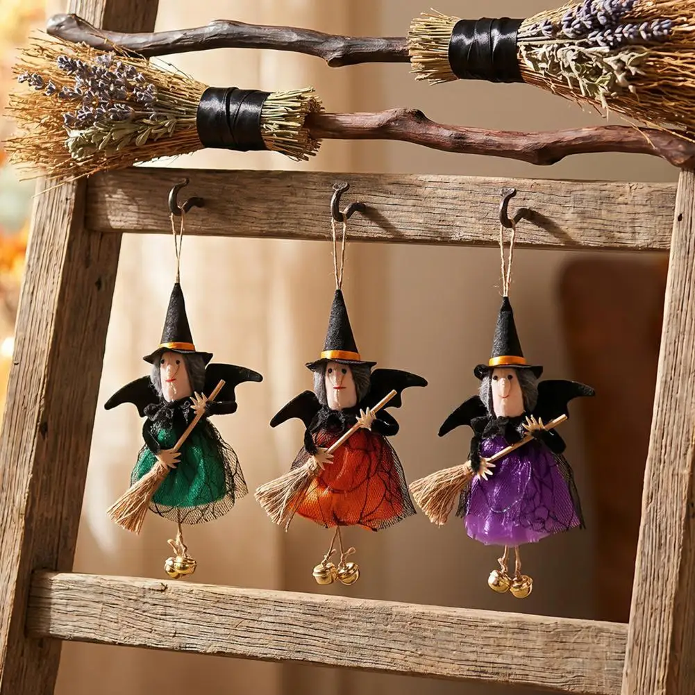 Halloween Small Witch Figurine With Skirt Hangable Witch Doll Ornament | Doll With Halloween Hanging Hanging Beads Decorations