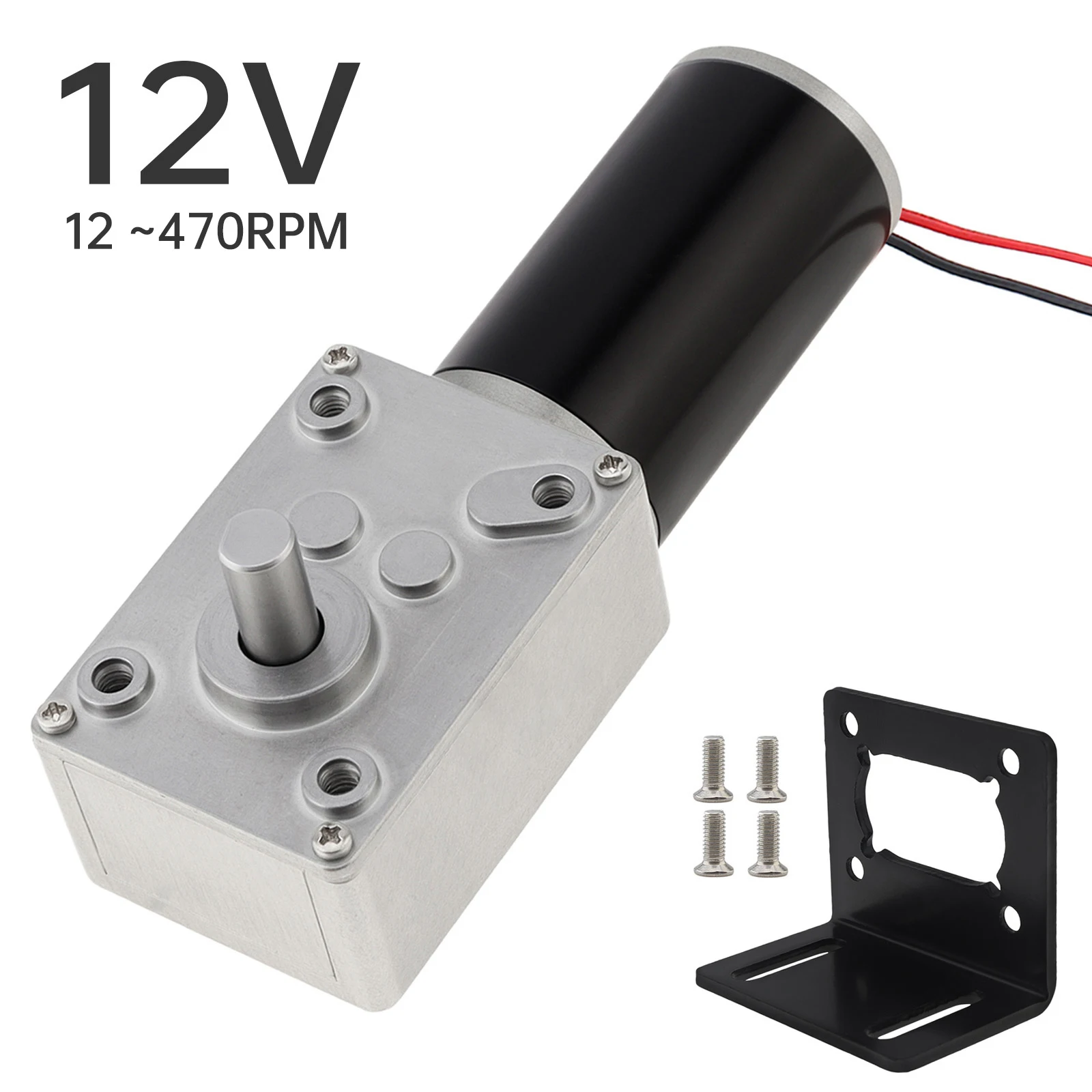 5840-31ZY DC Worm Gear Motor 12V 12-470RPM Self-Locking Reversed Mini Turbine Gearbox Motor Permanent Magnet Reduction Motor