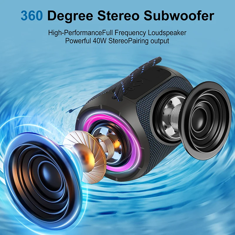 YOUXIU-altavoz Portátil con Bl - Portable Bluetooth Speaker Waterproof Ipx7 reseña y precio