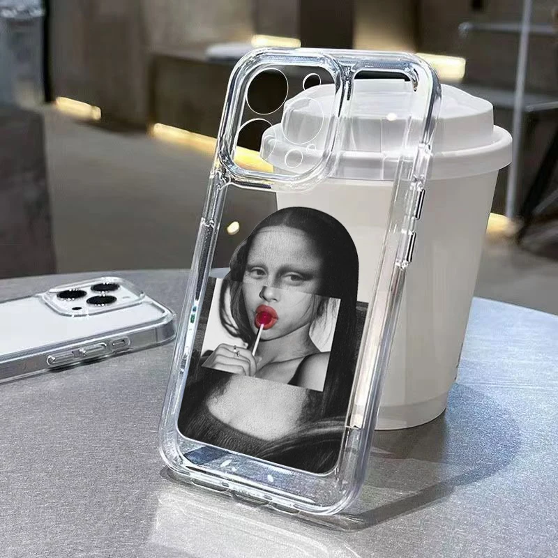 Phone Case For iPhone 15 14 13 12 11 Pro XS Max XR X 7 8 14 Plus SE 2020 Great Art Aestheti David Mona Lisa Shockproof Cover