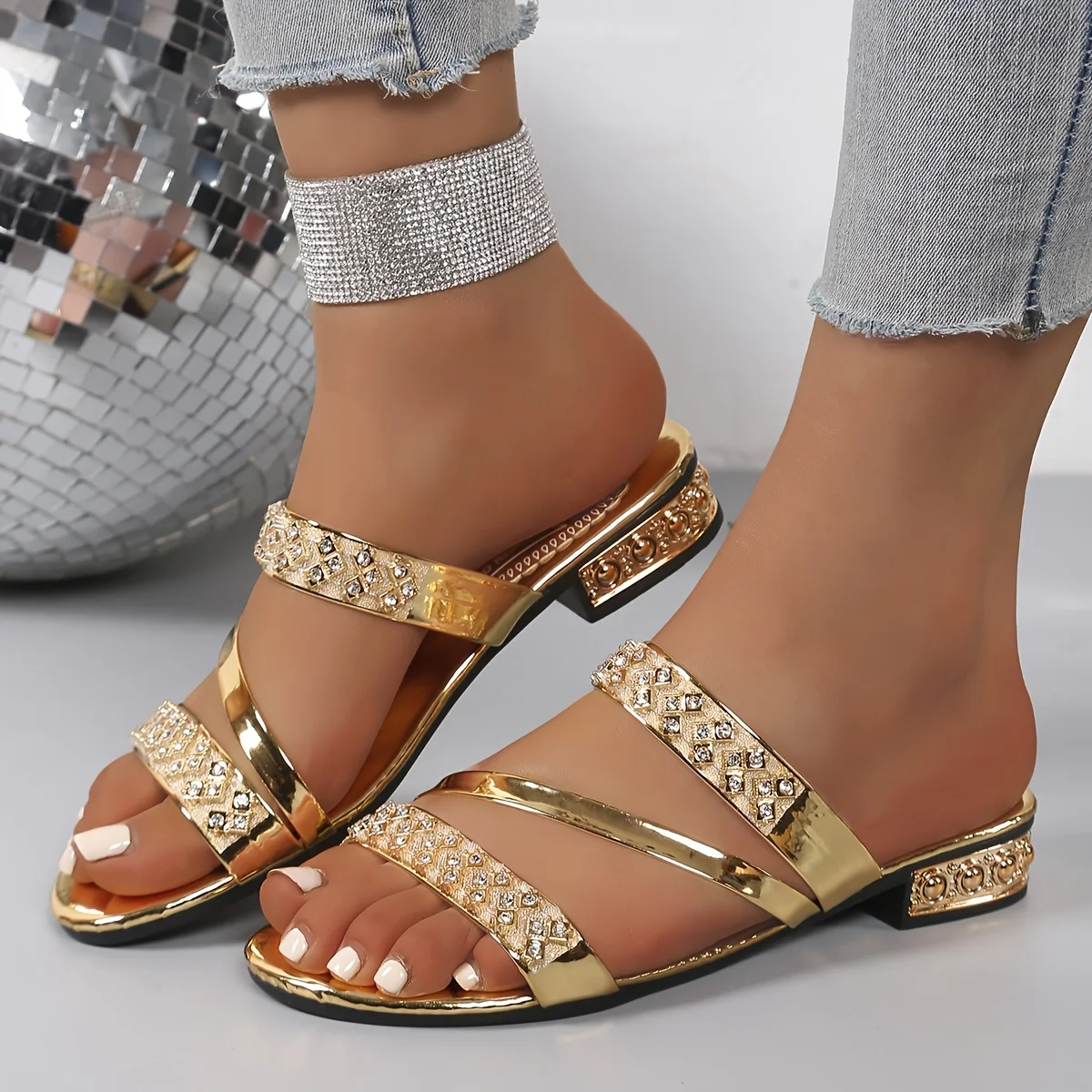 2026 Women Sandals Square Head Snake Pattern Shoes New Flat Bottom Slippers Women Transparent Belt Sandals Summer Slides Women