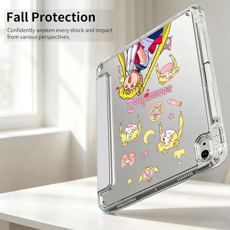 Sailormoon Girl Cute Tablet Case For iPad 11th 9th Air 8 M2 M3 3 Mini 7 6 5 10th Gen Pro 13 2025 2026 12th With Pen Slot Cover