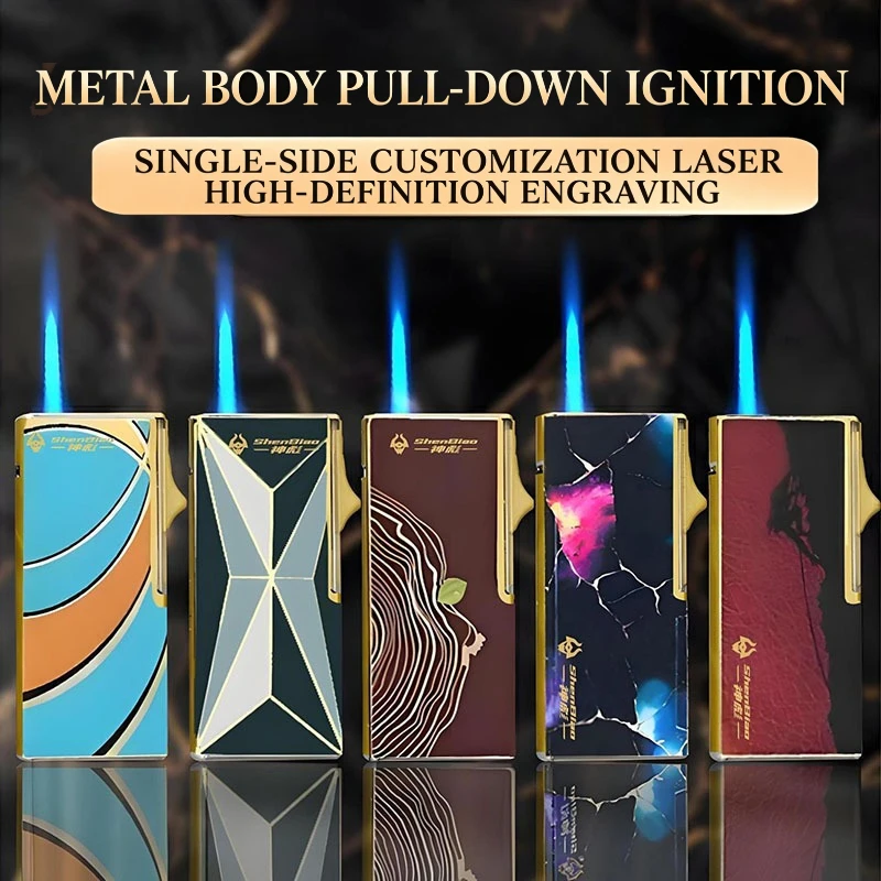 100PCS Wholesale Metal Jet Flame Lighters with Custom Engraving, Windproof Refillable Butane Lighters for Business Gifts