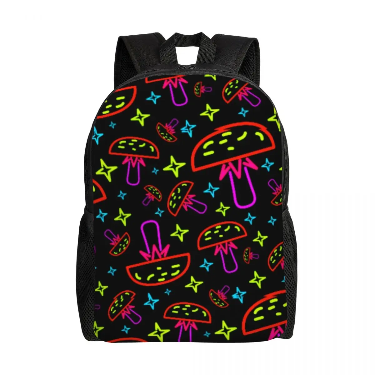 

Neon Trippy Mushrooms Backpacks Girls Boys Magic Hippie Colorful Aesthetic School College Travel Bag Bookbag Fits 15 Inch Laptop