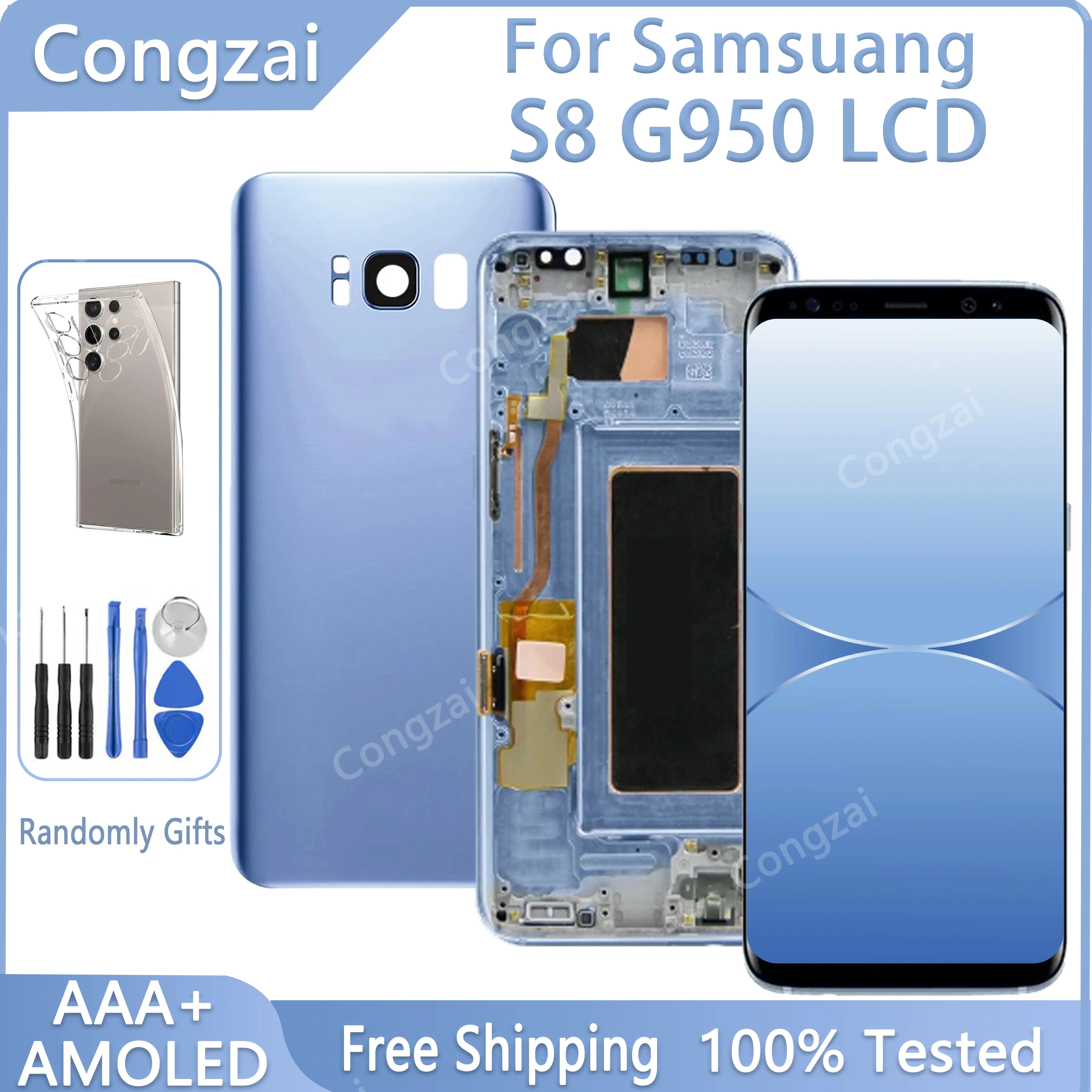 AAA+ AMOLED LCD For Samsung Galaxy S8 Display Touch Screen Digitizer Assembly For Samsung S8 G950 G950F  With Frame LCD  Screen