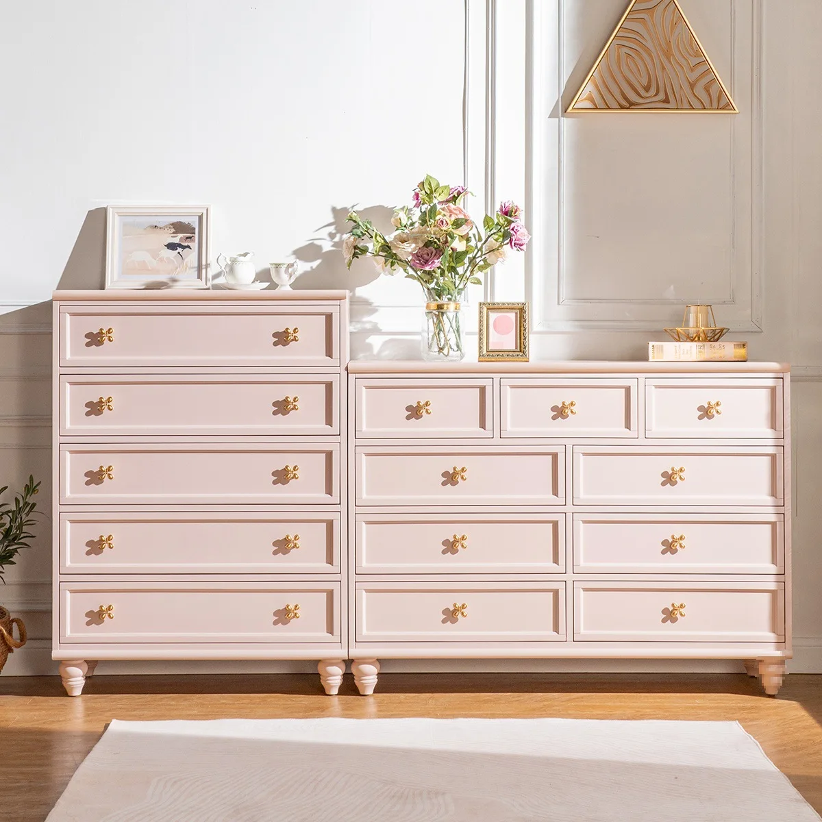 LTT minimalist bedroom bed solid wood furniture light luxury tail chest storage cabinet