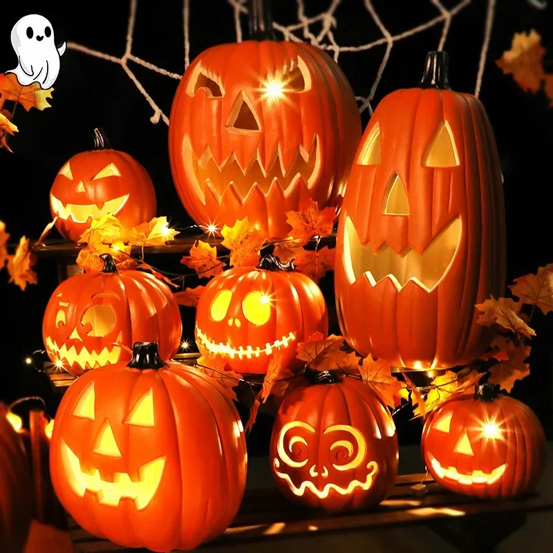 

Halloween Pumpkin Lamp Spooky Hollowed Halloween Pumpkin Light Luminous Festive Pumpkin Shaped Lantern Home Decoration