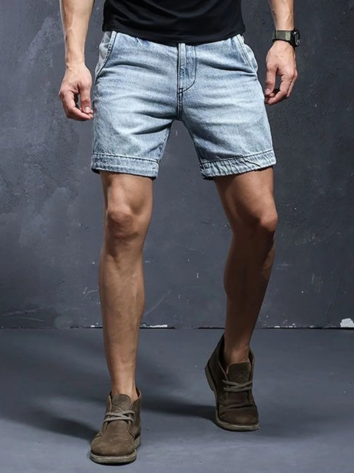 

Мужские джинсы с американской талией в стиле ретро, ультра-короткие брюки 3-4 летние модные брендовые молодежные повседневные прямые джинсы