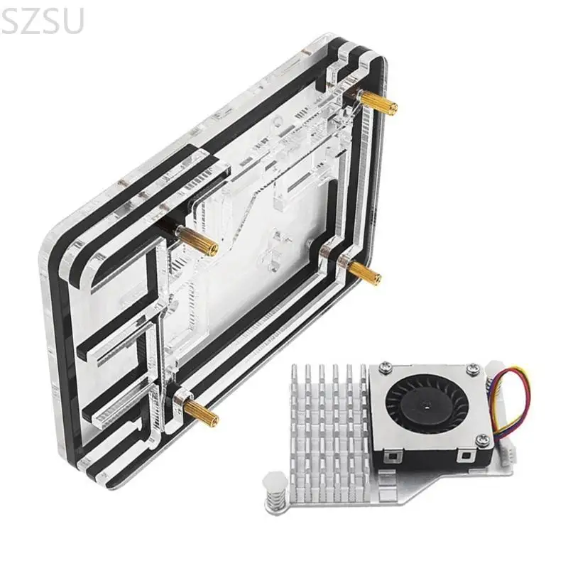 SZSU duurzame acrylbehuizing met efficiënte ventilator voor RPI5 ontwikkelingskoelset