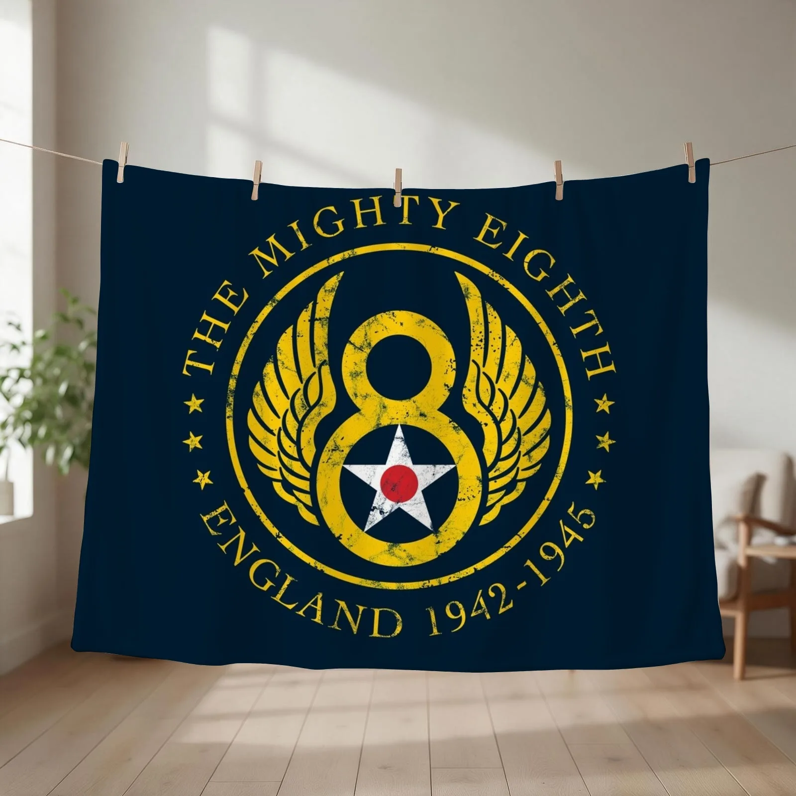 Mighty Eighth - 8th Air Force Throw Blanket couch cozy soft plush fuzzy picnic outdoor blanket