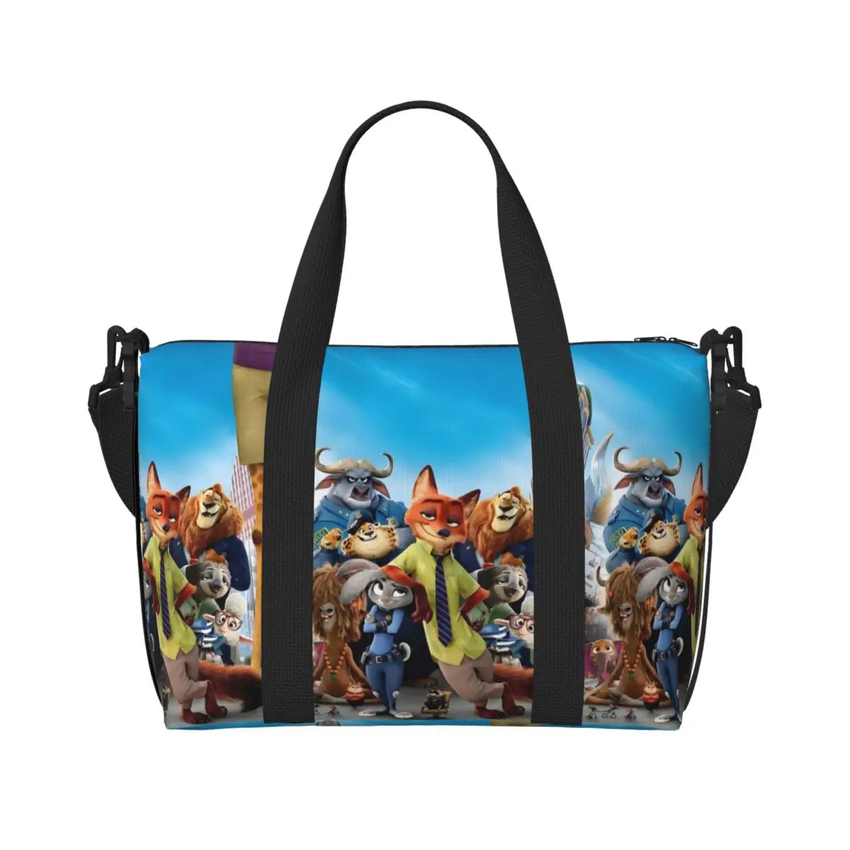 

Custom Zootopia Nick Fox Beach Tote Bag for Women Cute Cartoon Big Compartment Beach Gym Travel Bags