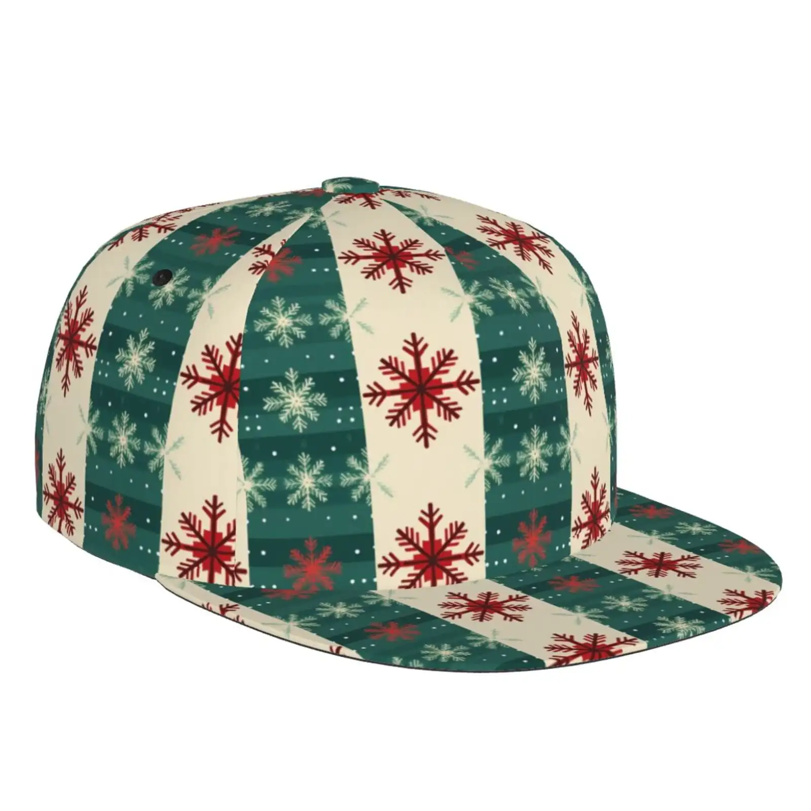 Flat Bill Trucker Hats for Women Men - Christmas Snowflakes Plaid Adjustable Flat Baseball Cap Snapback Hats Dad Hats for Men