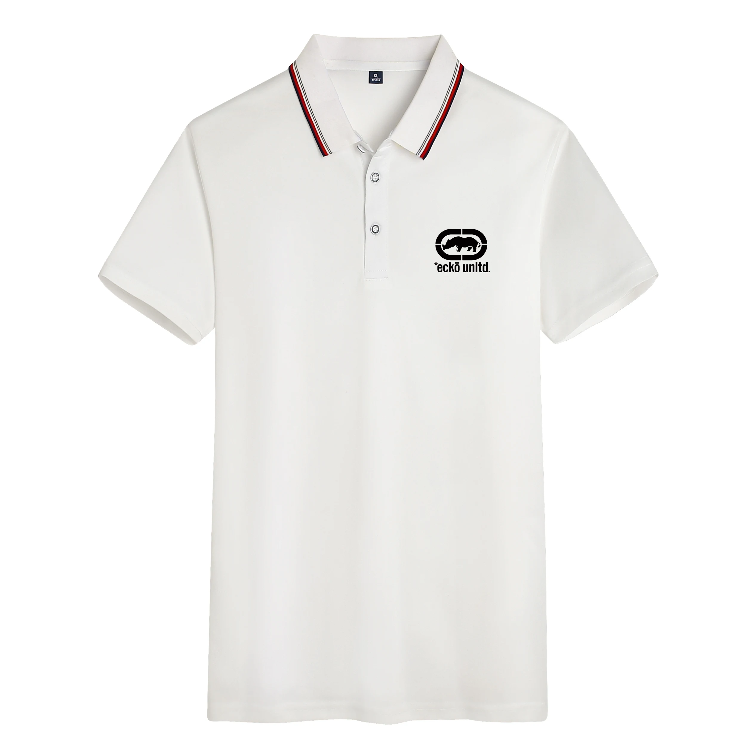 Camiseta polo de manga corta para hombre, de la marca Ecko Unltd, con estampado de rayas blancas, cuello tipo solapa, estilo hip-hop, ideal para uso diario y para combinar con ropa informal de verano.