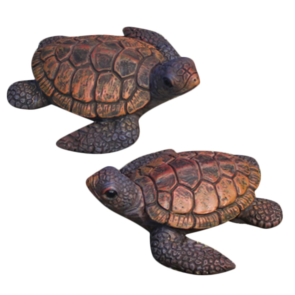 

2Pcs Miniature Turtle Figurines Realistic Resin Sea Animal Decor Durable Craft for Garden Desk Car Interior DIY Projects