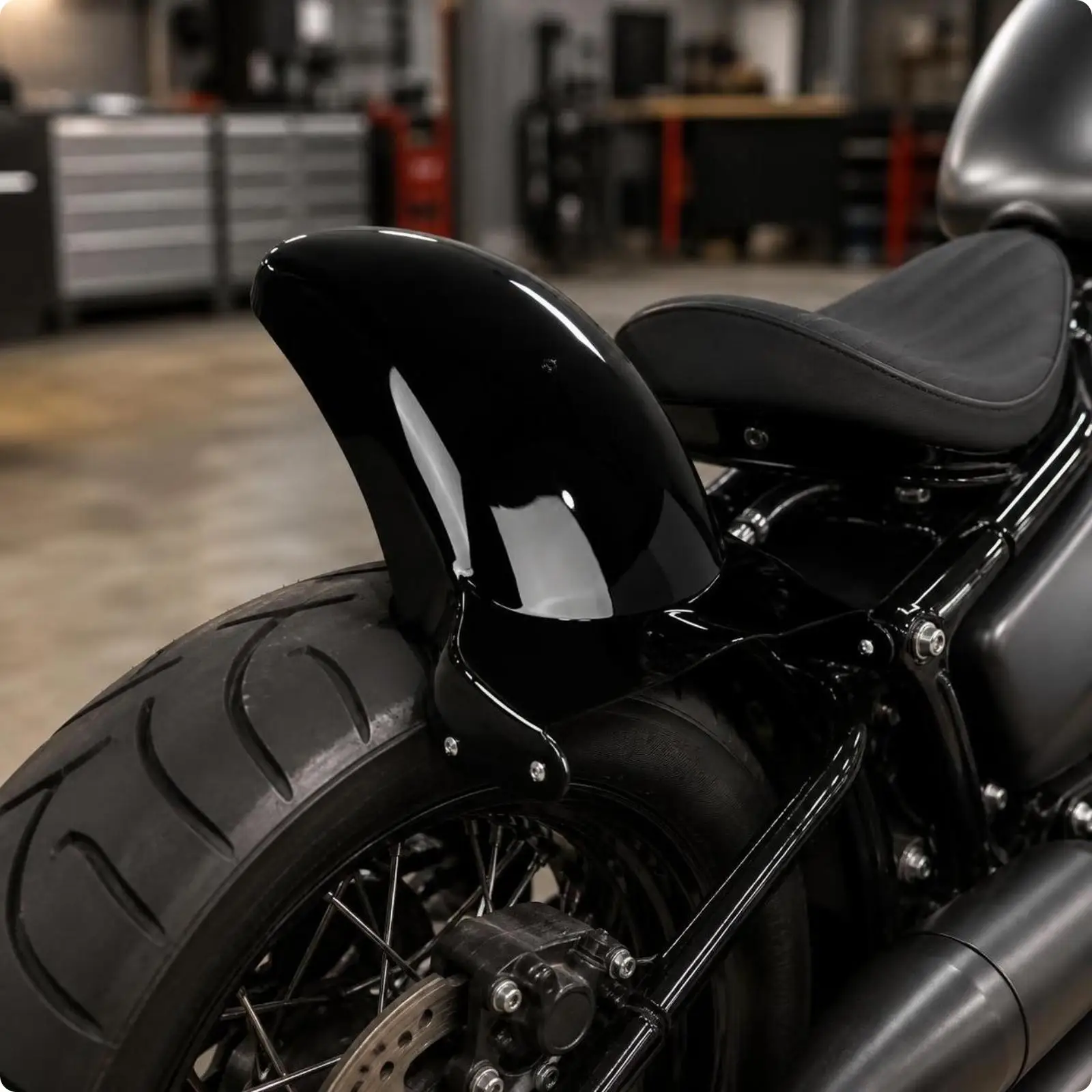 Glossy Black Motorcycle Rear Mudguard for Big Twin Bobber Bagger Custom Fit ABS Fender Splash Protector