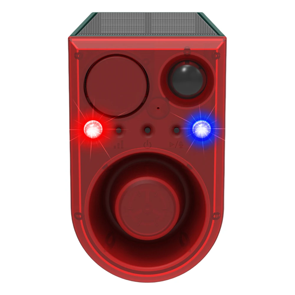 Solar Motion Sensor Alarm with Remote Control Home Security Alarm Waterproof Animal Repeller 129dB Loud Sound Noise Maker