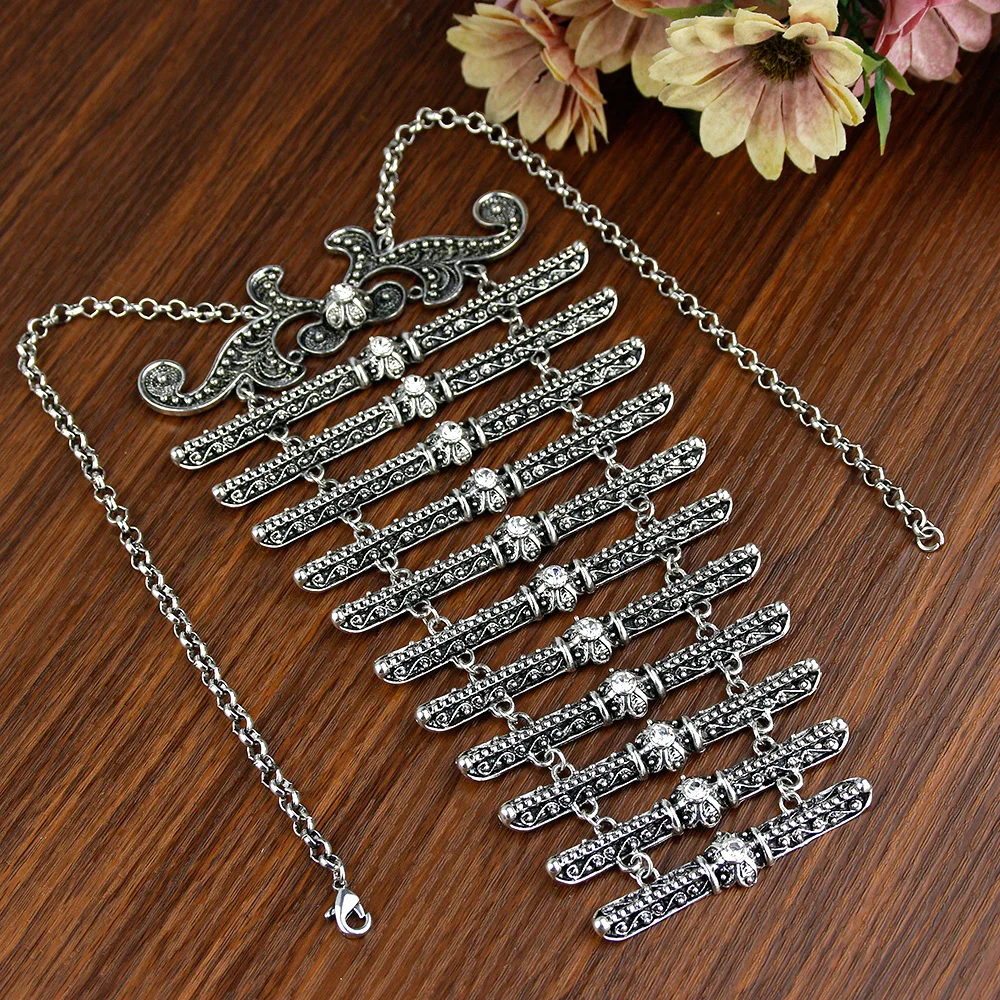 

Ретро Золото Серебро Цвет Славянский Кавказ Женщины Нагрудная Цепочка Этнические Турецкие Свадебные Украшения Свадебные Аксессуары