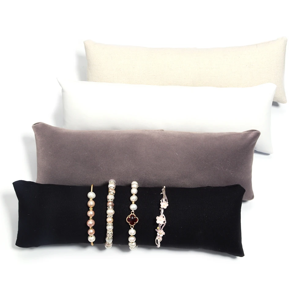 1 قطعة بو الجلود المخملية مجوهرات وسادة حامل سوار ساعة الإسورة وسادة حامل للمجوهرات التصوير عرض المنظم وسادة