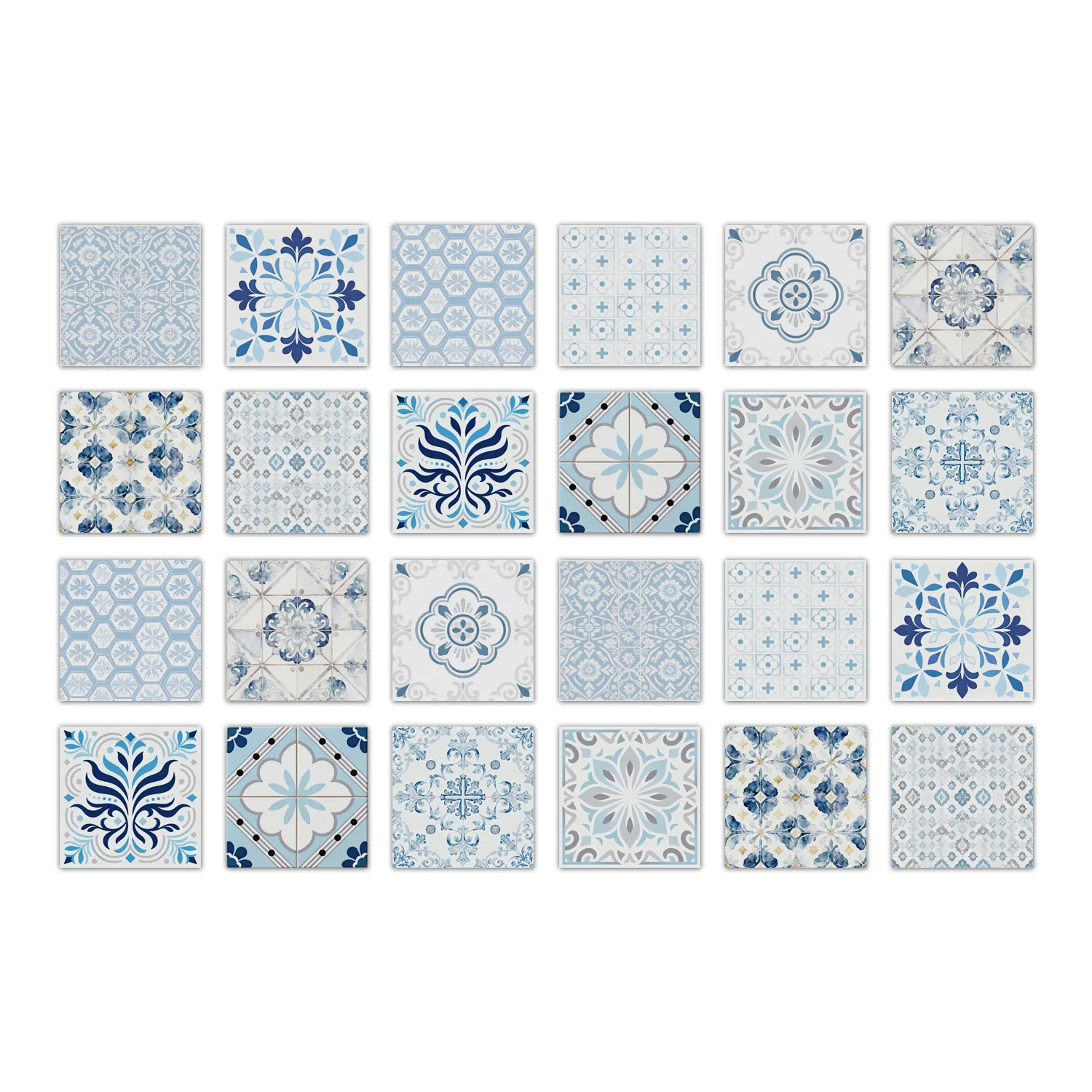 20x20cm 24pcs PVC Tile Stickers Self-Adhesive Oil-Proof for Kitchen Backsplash Cabinet Bathroom Peel & Stick