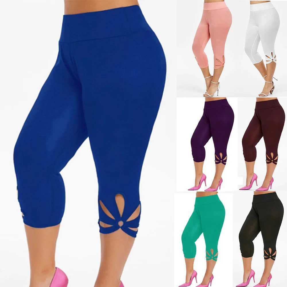 Plus Size Women\'s Pants Stretch Essential Legging Elastic Waist Seamless Casual Leggings Short Pants Capri Leggins Mujer