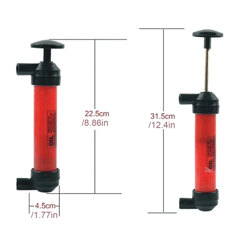 1 Juego de bomba de combustible de aceite y agua multiusos para coche, duradera, ligera, de plástico rojo, Kit de bomba de herramientas de sifón de tubo líquido de transferencia