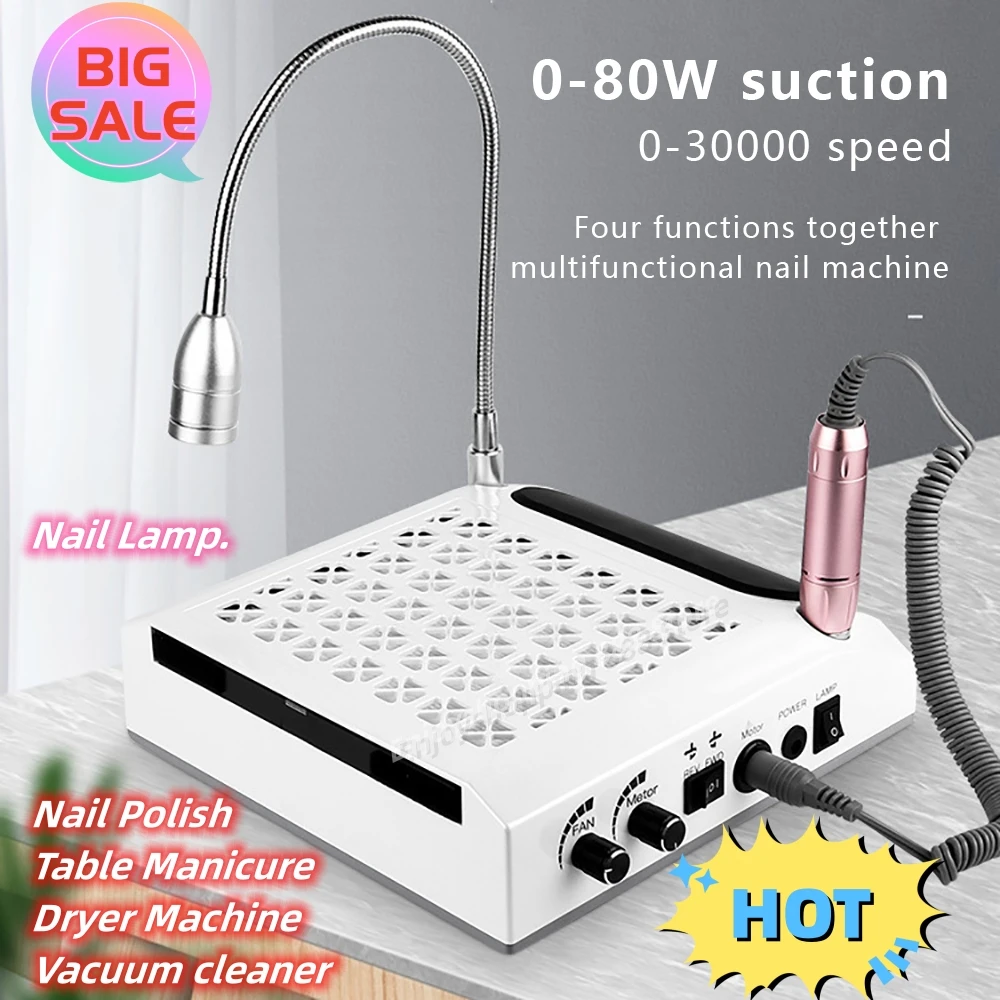 Professional  Polish Nail Equipment Table Manicure Dryer Machine Vacuum cleaner with LED Lamp 100-240V