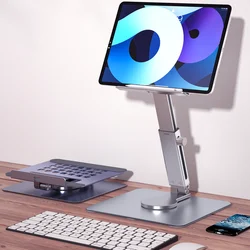 Tablet Stand 360°Rotating Folding Aluminum Adjustable Desk Holder Mount Riser for iPad Pro Air 4 Mini 12.9 4-14 Inch Samsung Ta