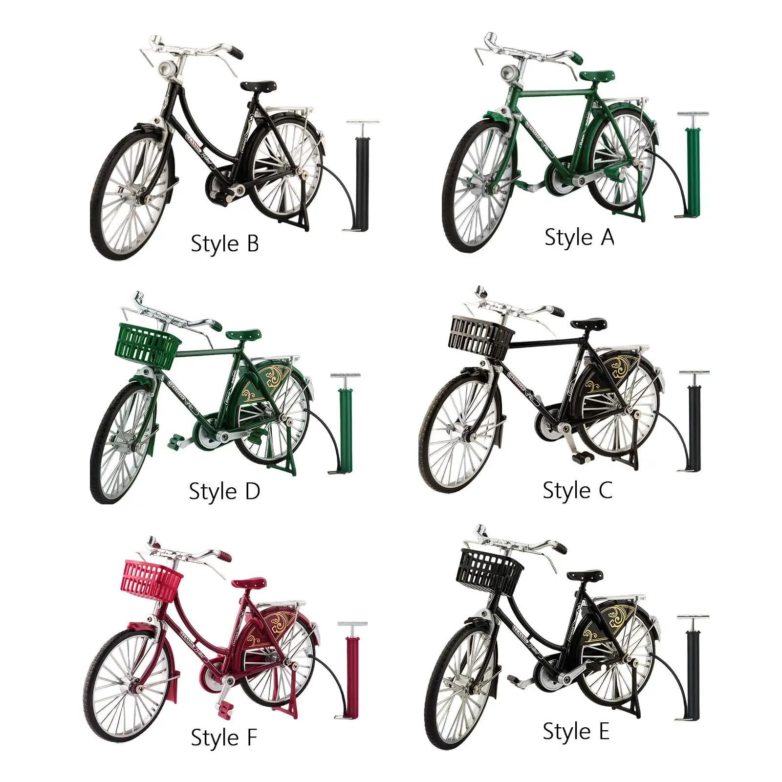 1:10 Bicycle Model Collectible Figurines Creative Diecast Mini Bicycle Vintage Bicycle Model Ornament Adults Decor Girls