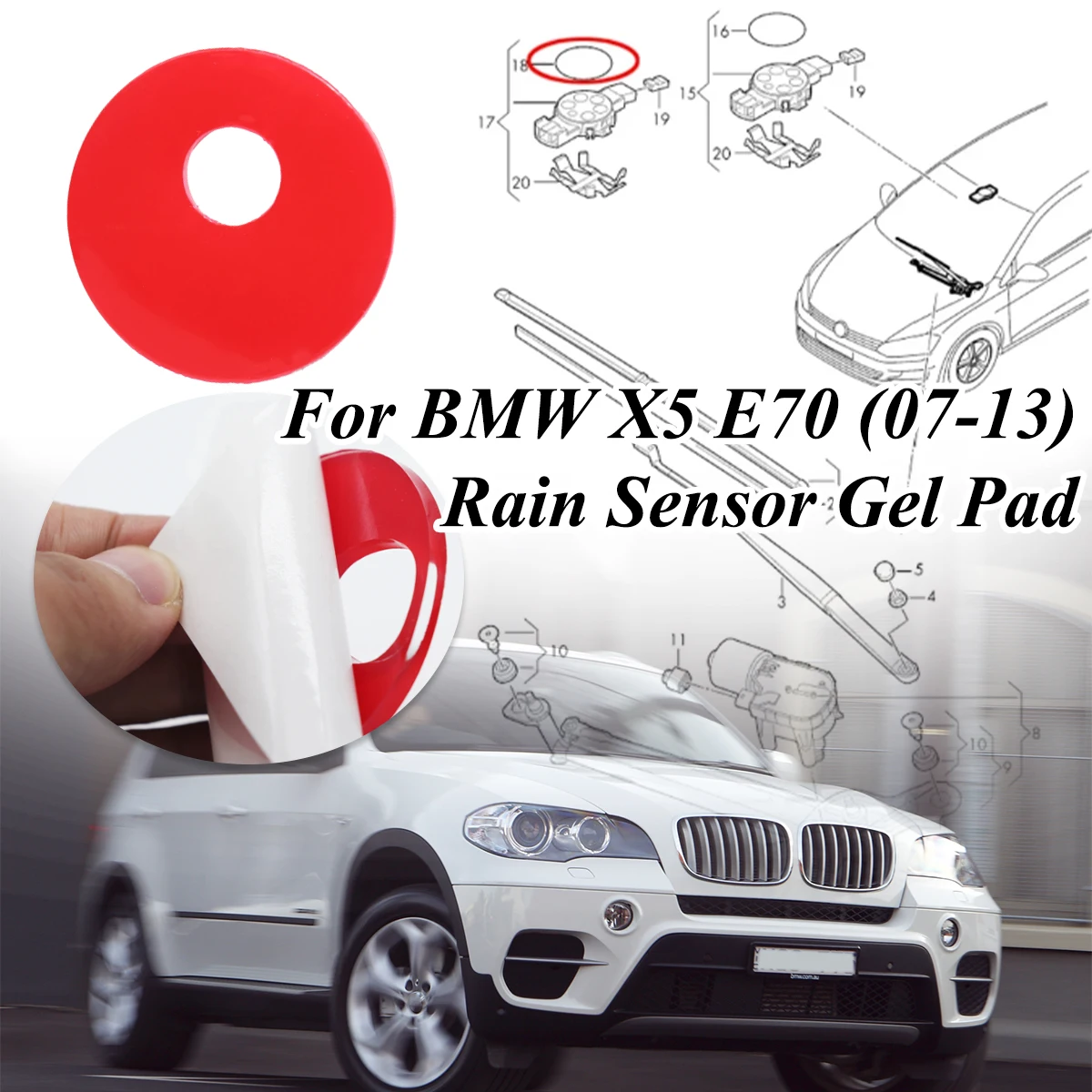 

Rain Light Sensor Gel Silicone Pad Film Silicone Windscreen Chip For BMW X5 E70 2007 2008 2009 2010 2011- 2013 7 Series F01/F02