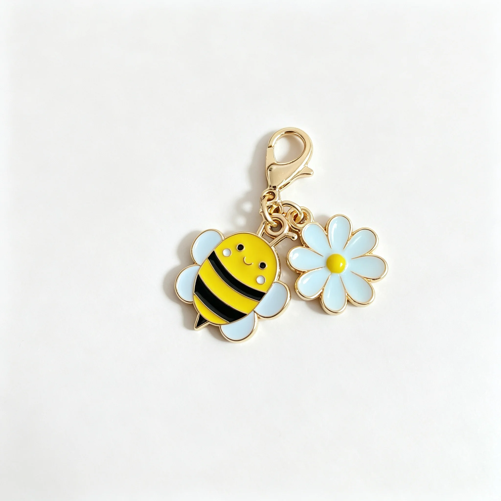 1/10 Stück Niedlicher Bienen-Gänseblümchen-Emaille-Schlüsselanhänger mit Karabinerverschluss, Taschenanhänger, Cartoon-Blumen-Schlüsselring, Rucksack-Accessoire, Weihnachtsgeschenk – Detail 5