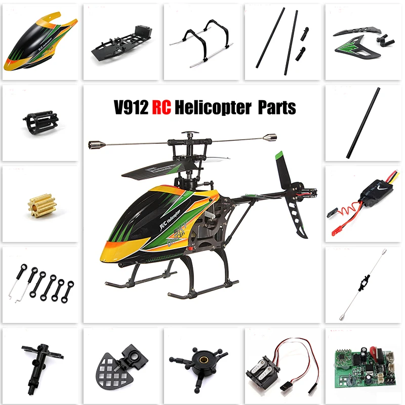 Wltoys V912 RC Helicopter Accessories Blade Gear Brushless Motor Flybar Rod Rotor Head Canopy ESC Board Servo for V912 Parts