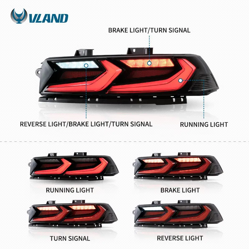 Plug & Play Clear LED Tail Lights Long Lifespan For 5Th Gen Chevrolet Camaro 14-15 SS RS ZL1 LS Vehicle Lamp Conversion Parts