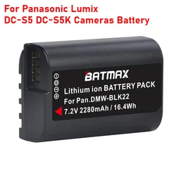 2280mAh Rechargeable DMW-BLK22 DMW BLK22 Li-ion Battery with LED Dual Charger for Panasonic LUMIX DC-S5 DC-S5K Cameras