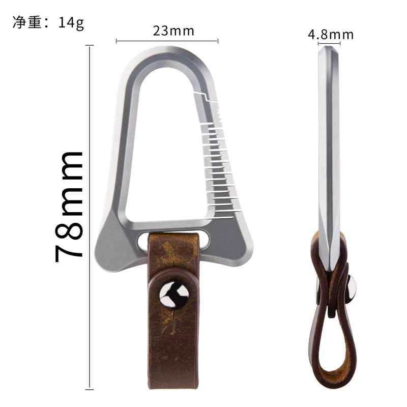 

Titanium Alloy Keyring Car Key Bag pendant men's business gift hanging decoration leather EDC Tools