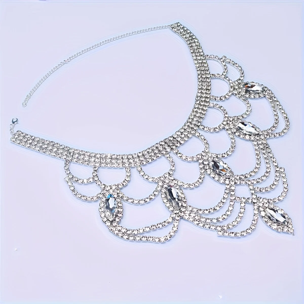 Modische Glänzende Strass-Halskette Schmuck Exquisiter Luxus Brautschmuck Hochzeitsparty-Schmuck Halskette Trageaccessoires – Detail 4