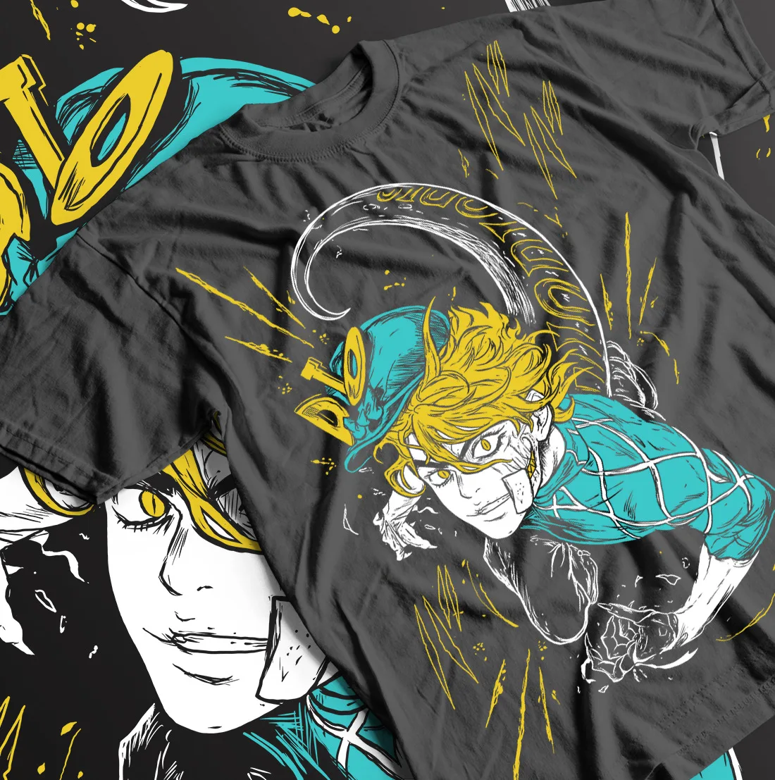 

Jojo s Bizarre Diego Brando T-shirt Anime Manga Graphic Tee All Size Black Shirt