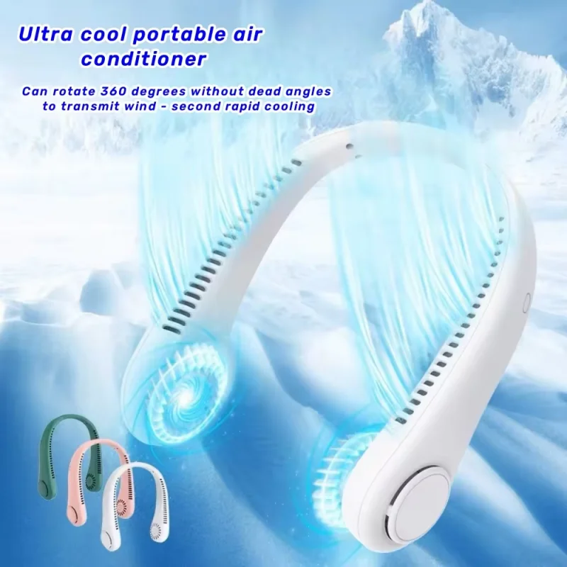 Portable Neck Fan, Rechargeable Hands Free Bladeless Portable Mini Fans, 3 Speeds 72 Air Outlet, Free Adjustment Suitable