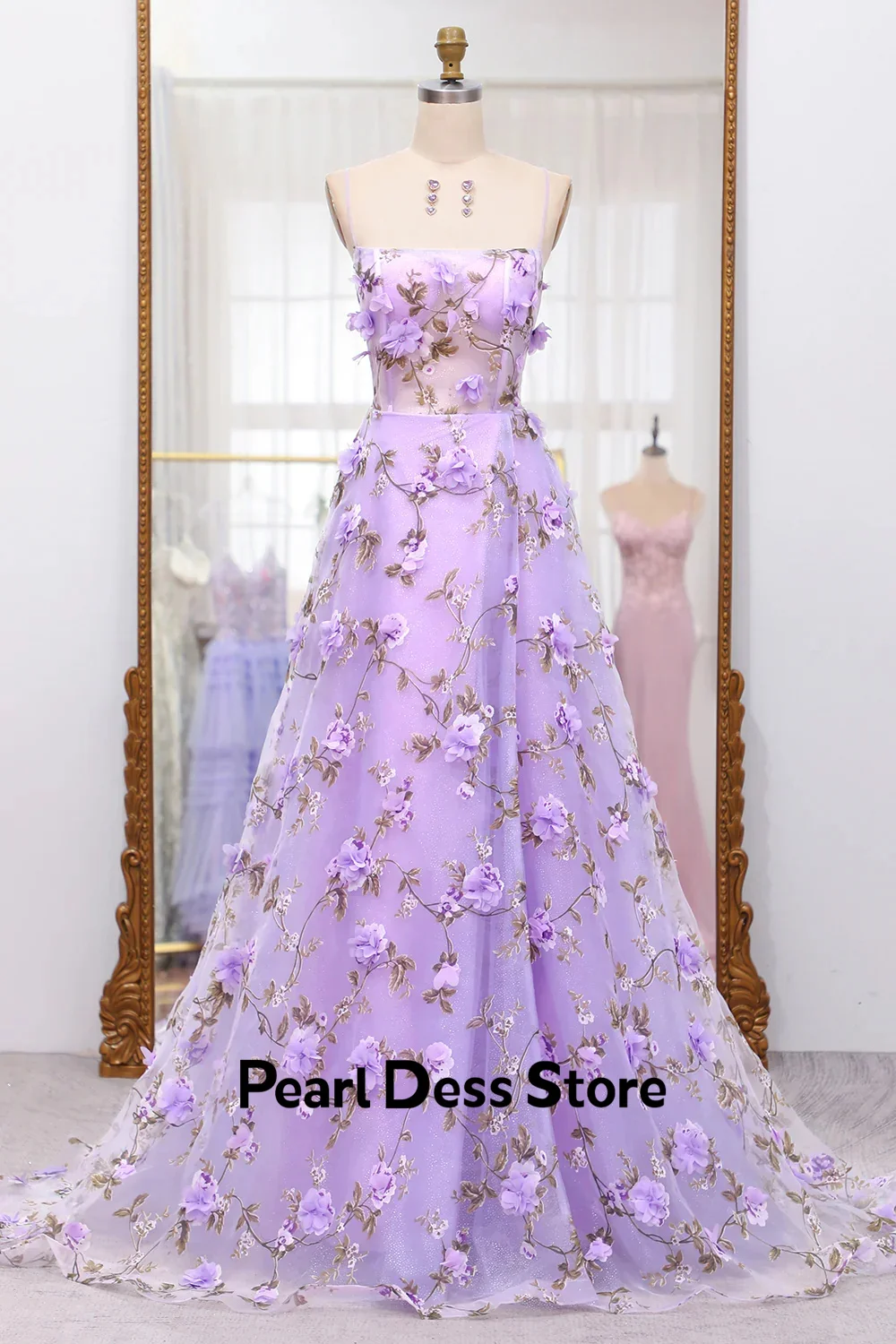 

Elegant 3D Flower Strapless Tulle Ball Dress Sticker Backless Women's Fashion Summer Ball Dress