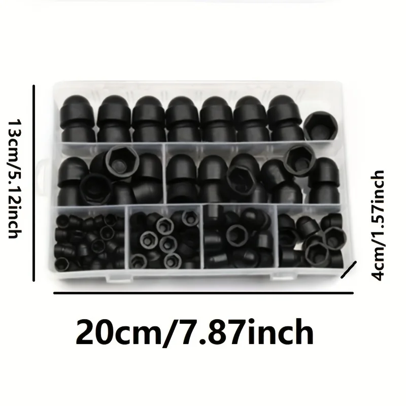 145 Pcs Hex Nut Bolt Cover Screw Cap M4-M12 Nylon Nut Dome Hex Cover Protective Hex Screw Bolt Set