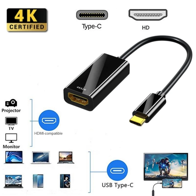 Type C to HDMI Adapter Cable 4K 30Hz USB C to HDMI Cable for MacBook Air iPad Huawei Samsung Phone USB C to HDMI Displays Cables