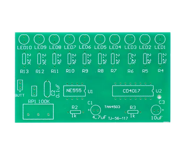 NE555 + CD4017 Placa de circuito de soldagem de luz de fluxo DIY Kit de fabricação eletrônica