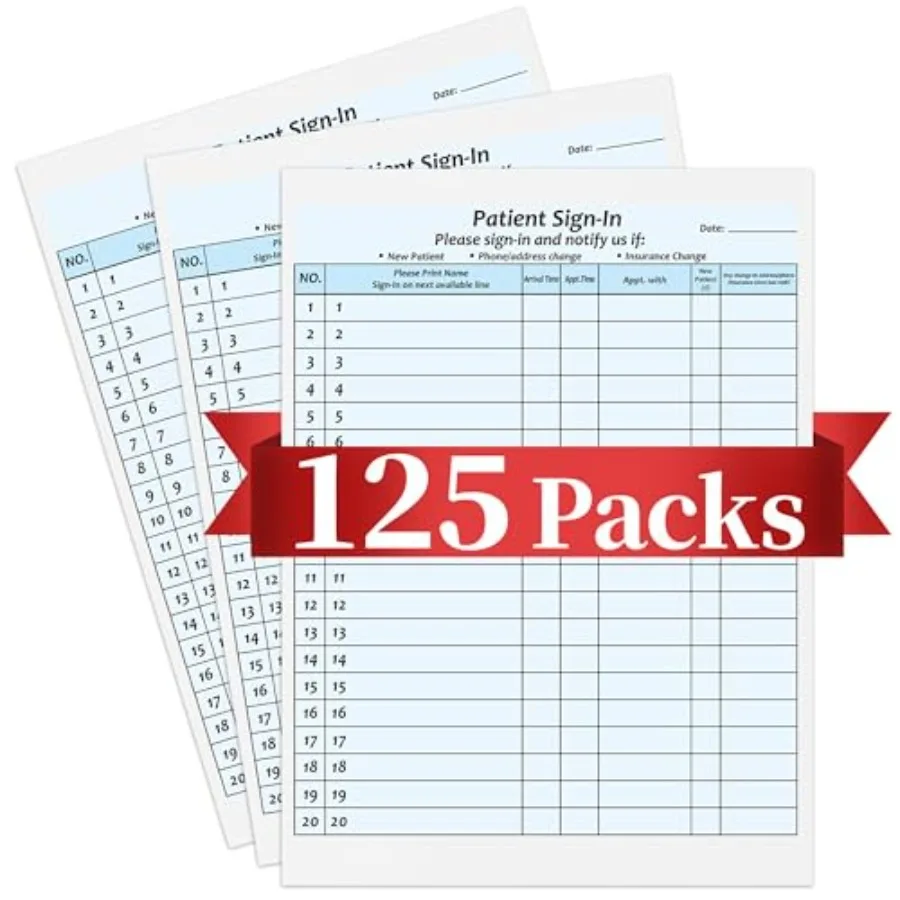 

PacksPatient Sign in Sheets HIPAA Compliant Adhesive Peel-Off Patient Forms NCR Carbonless 3 Part Forms for Clinics Medical Off