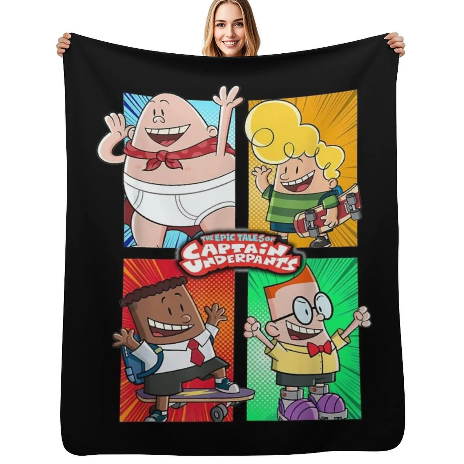 

Birthday Gifts Captain Underpants The First Epic Movie 4 Square Friends Throw Blanket Soft Cozy Blanket for Pet Kids Adults