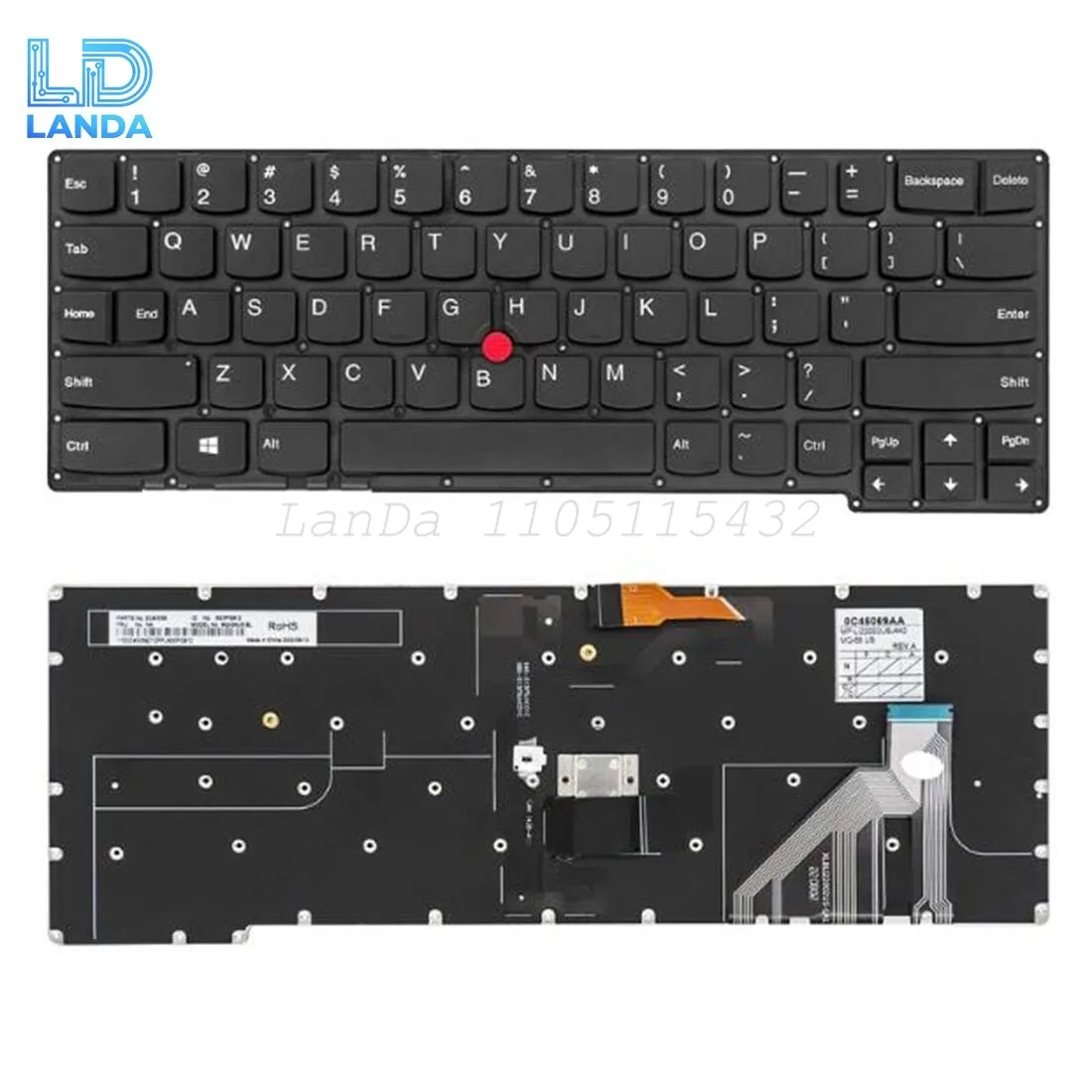 

Клавиатура ноутбука для Lenovo ThinkPad X1 Carbon 2-го поколения 2014, США, с подсветкой и точкой