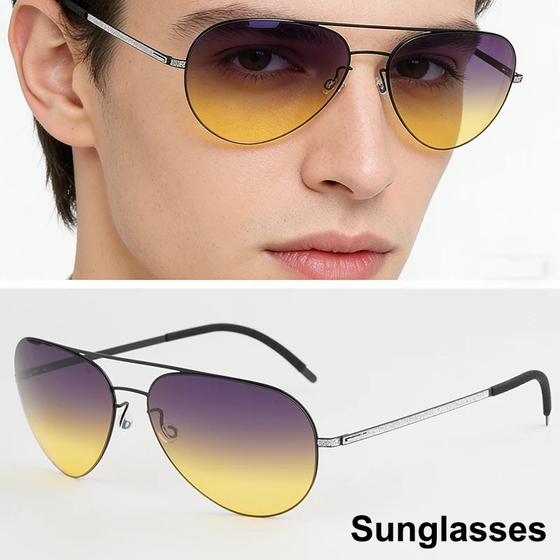 

Солнцезащитные очки Double Beam, немецкий бренд, овальные, круглые, модный дизайн, титановые, ультралегкие, для вождения, пилотские, безвинтовые, мужские и женские