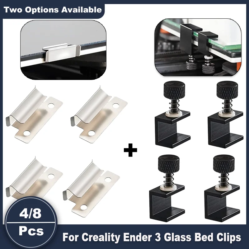 3D Printer Glass Bed Clips, with 7mm Stainless Steel Ender 3 Glass Bed Clips for Ender 3 Pro/ V2/ Neo/Ender-5/Plus, CR10/10S