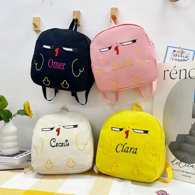 Mochila de lona infantil personalizada, mochila fofa dos desenhos animados para meninas do ensino fundamental, moda diária