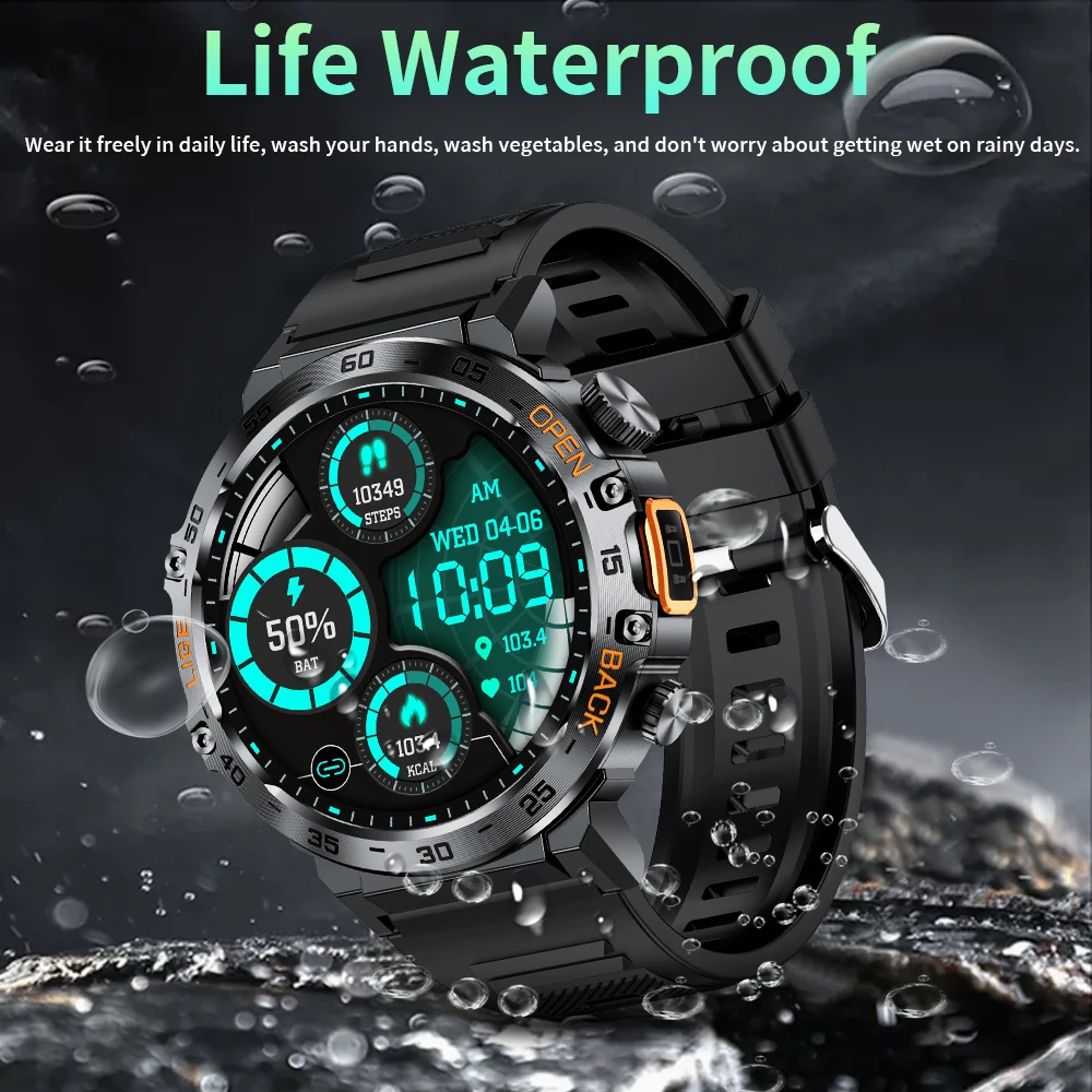 Choice LIGE Smart Watch 360*360 AMOLED HD Screen Waterproof Sport Fitness Watches Flashlight New Men Smartwatch For Andriod IOS