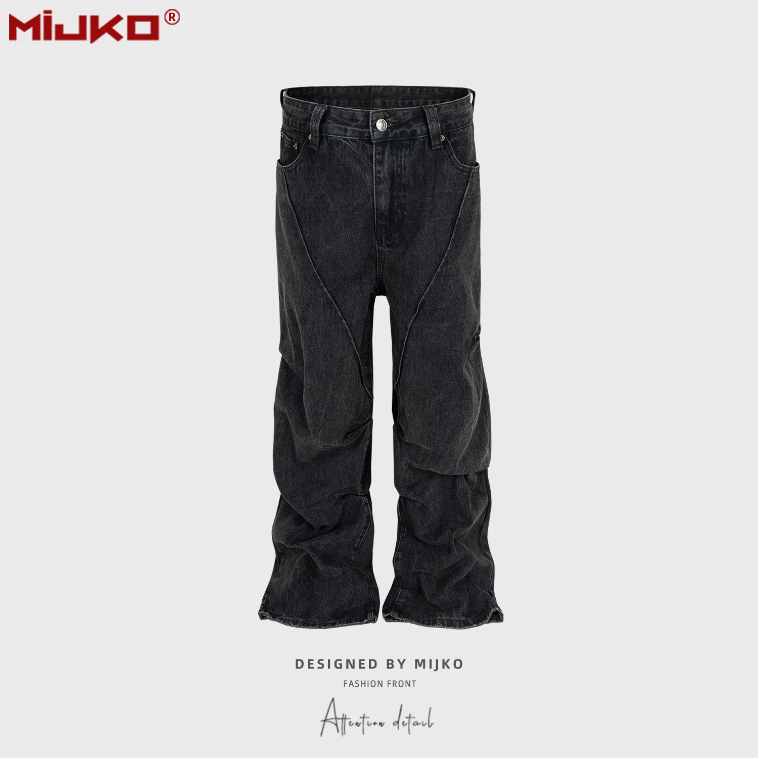 

MIJKO Khaki Black Jeans Design Jeans Wide Leg Denim Pants Men Women Fashion 2025 XXL XL L M S
